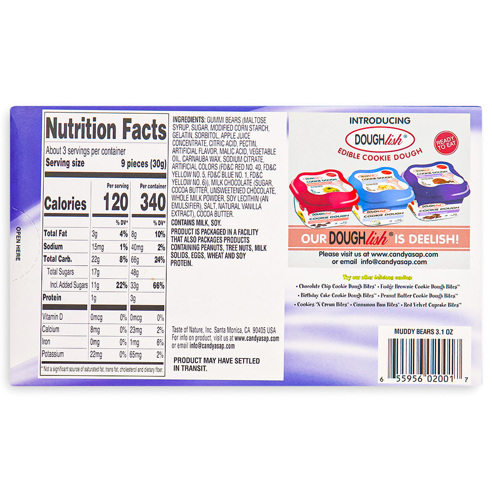 Muddy Bears Theater Box - 3.1 oz. Nutrition Facts Ingredients