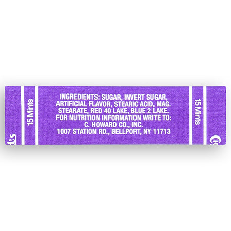 Choward's Violet Nutrition Facts Ingredients