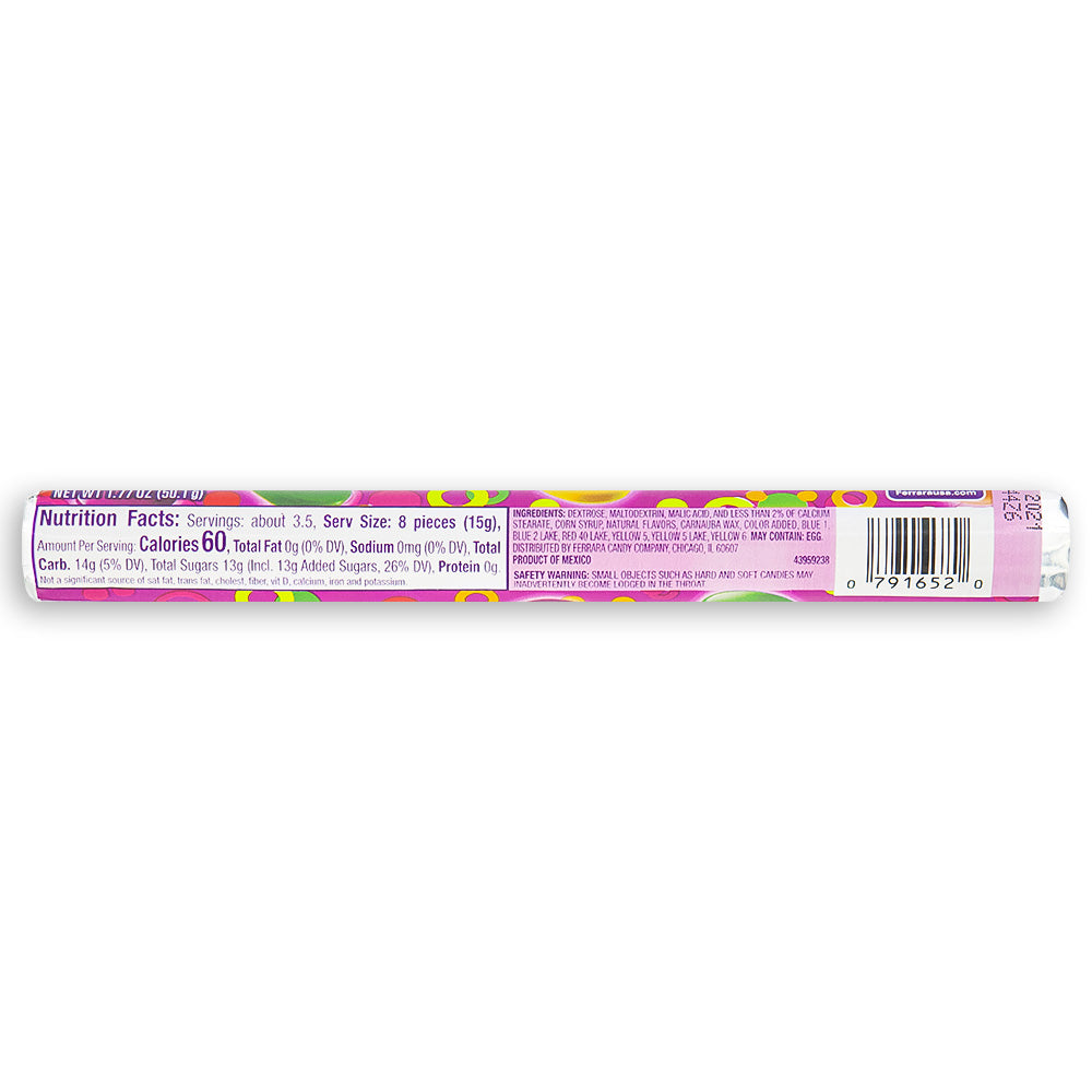 Original Spree Candy Rolls - 1.77 oz. Nutrition Facts Ingredients