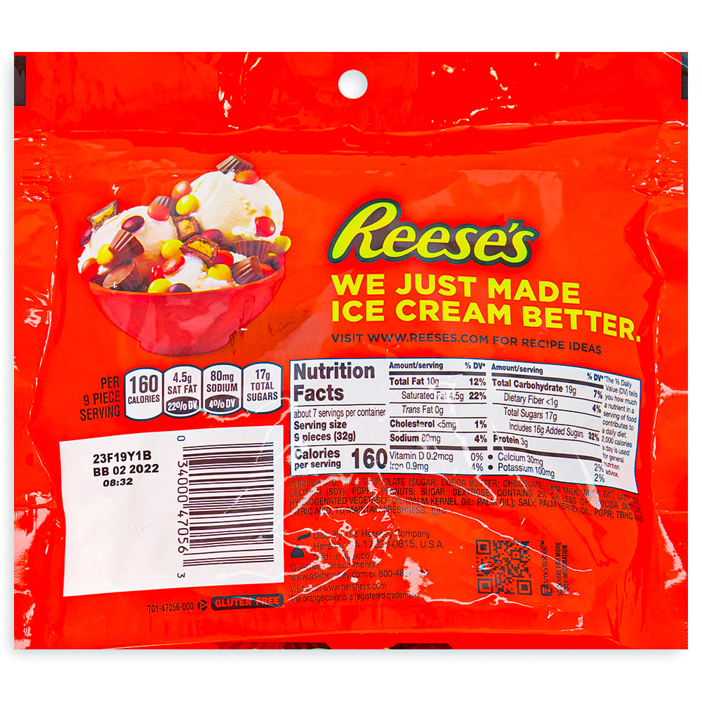 Reese's Peanut Butter Cup Mini Pouches - 7.6oz ingredients nutrition facts, Reese's Peanut Butter Cup Minis, Bite-Sized Delights, Mini Peanut Butter Cups, Milk Chocolate Goodness, Sweet and Salty Combo, Portable Snacking, Tiny Packages of Joy, Peanut Butter Paradise, Anytime Treat, Party Snacks, reeses peanut butter cups, reeses chocolate, reeses cups, reeses peanut cups