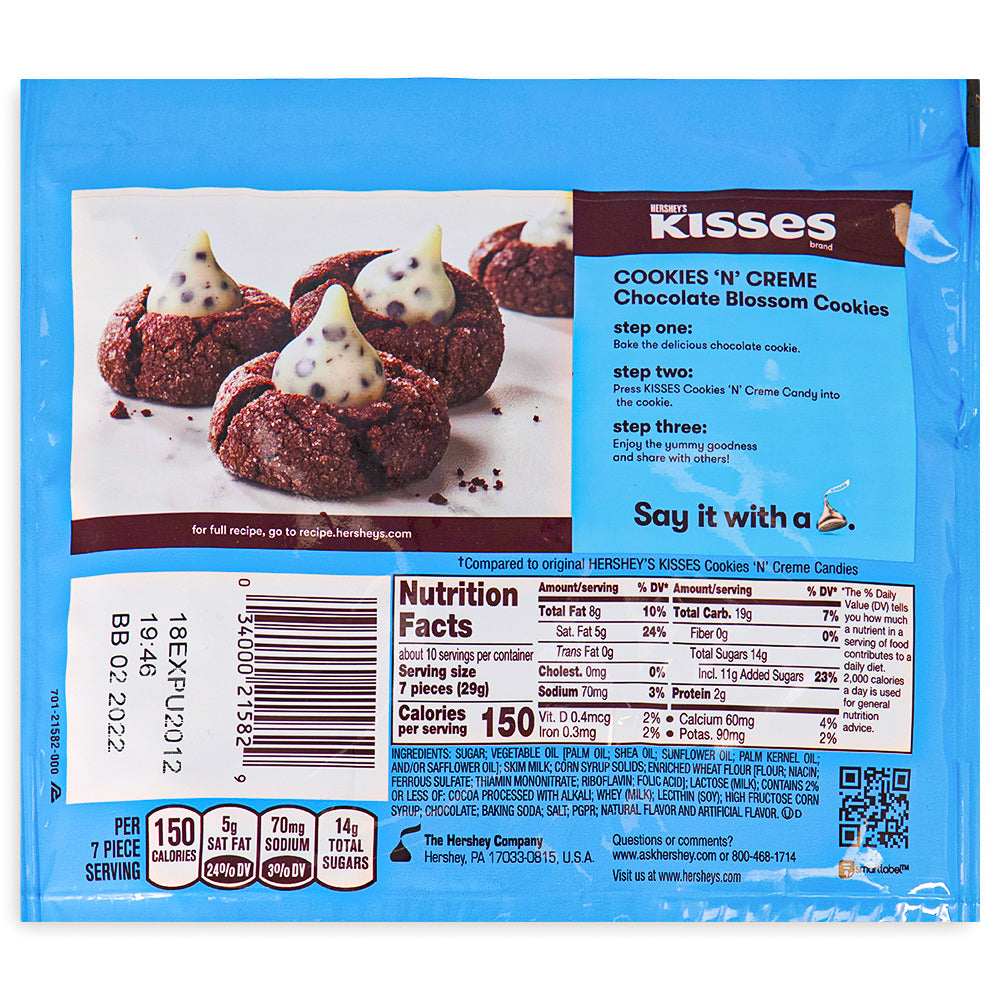 Hershey's Kisses Cookies 'N' Creme - 10oz Nutrition Facts Ingredients