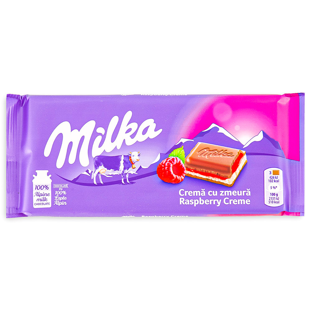 Milka Raspberry Creme Chocolate Bar - 100g