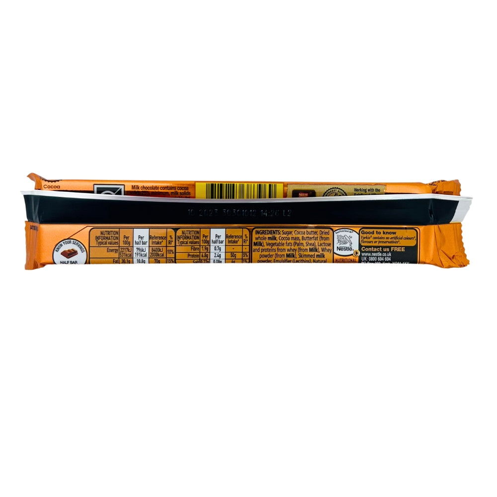 Yorkie Orange Duo Bar - 72g Nutrition Facts Ingredients