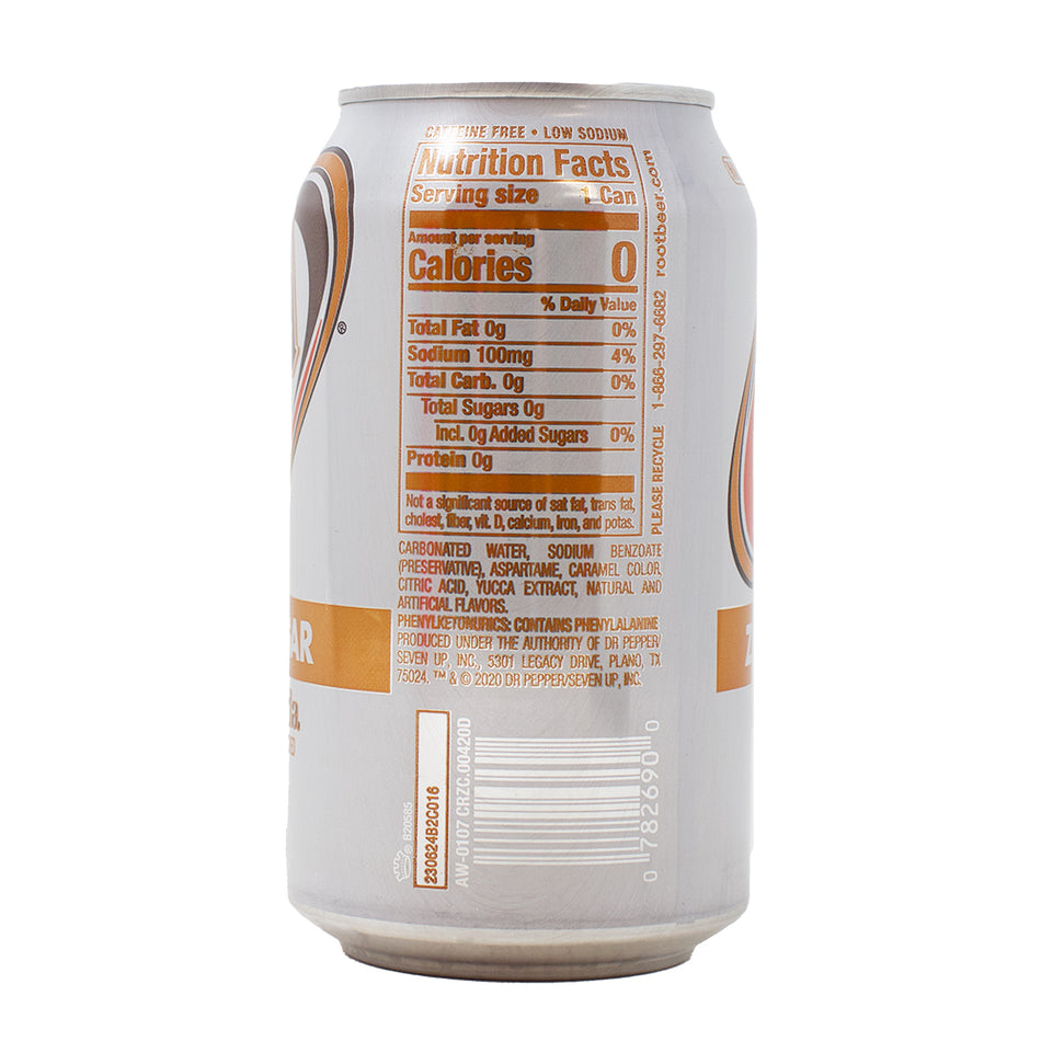 A&W Zero Sugar Cream Soda - 355mL Nutrition Facts Ingredients