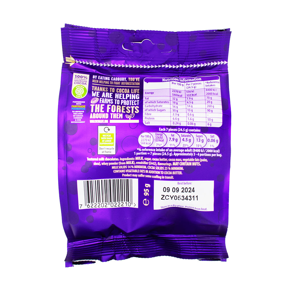 Cadbury Bitsa Wispa UK - 95g  Nutrition Facts Ingredients