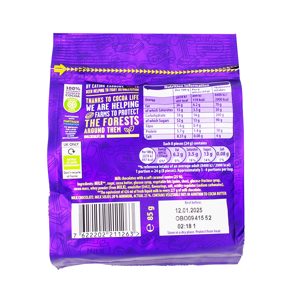 Cadbury Dairy Milk Caramel Nibbles-UK  Nutrition Facts Ingredients