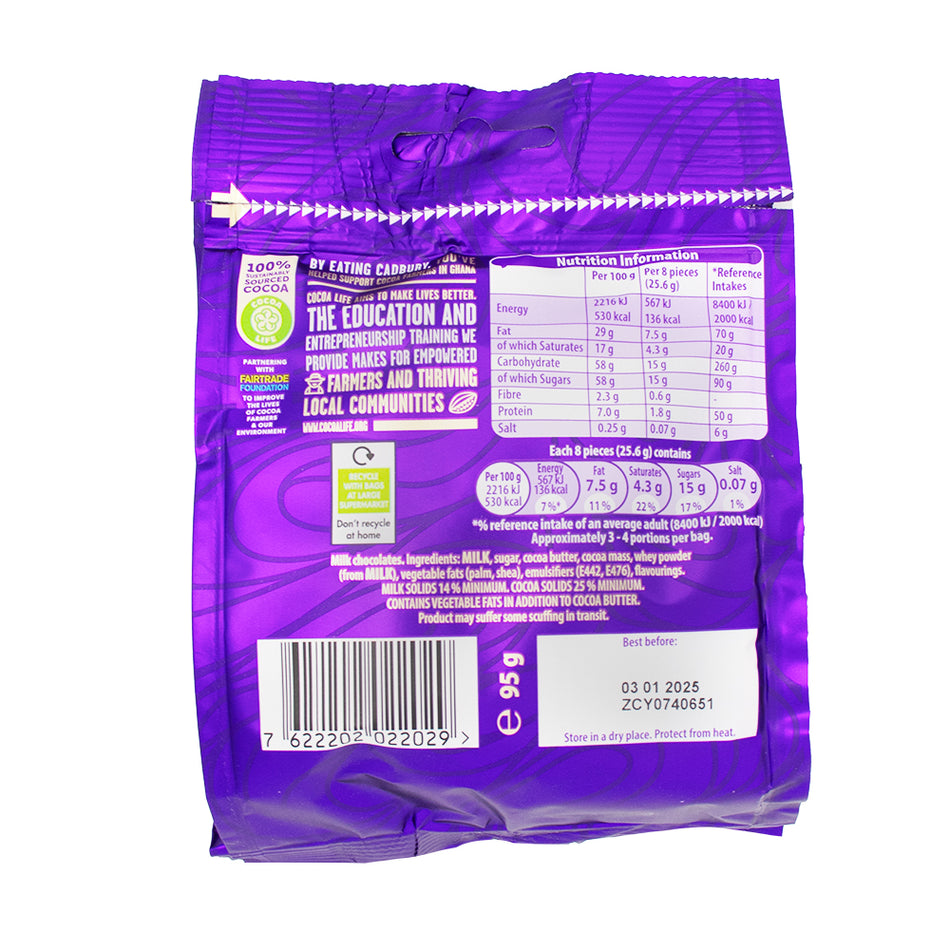 Cadbury Twirl Bites UK - 95g  Nutrition Facts Ingredients