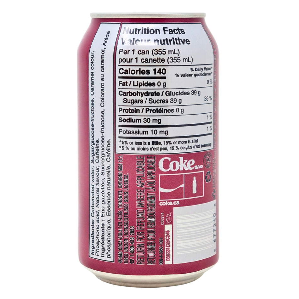 Coca-Cola Cherry - 355mL Nutrition Facts Ingredients