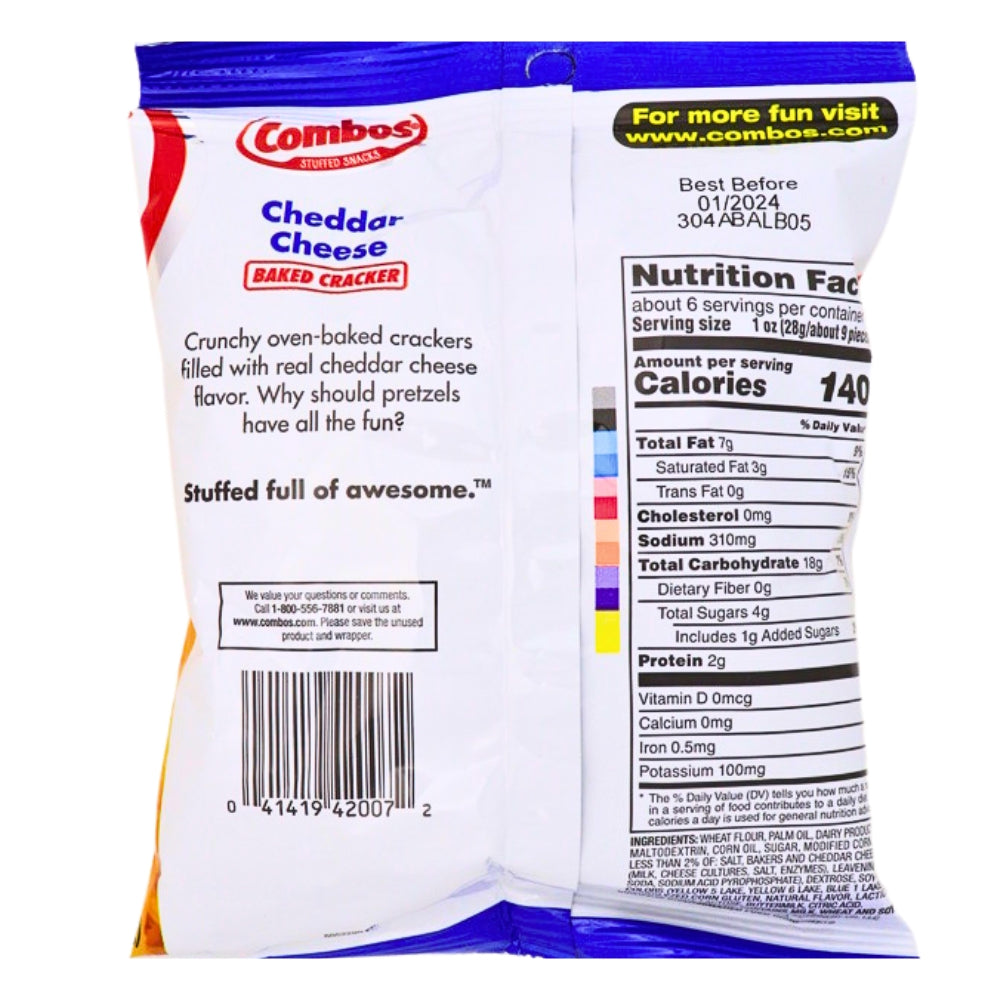 Combos Cheddar Cheese Cracker Large Nutrition Facts Ingredients, Combos Cheddar Cheese Crackers, Large-sized snacks, Real cheddar goodness, Crunchy crackers, Cheesy heaven, Bite-sized delights, Snack upgrade, Savory goodness, Tasty twist, Irresistible snacking, combos, combos snacks, combos pretzels, combos chips