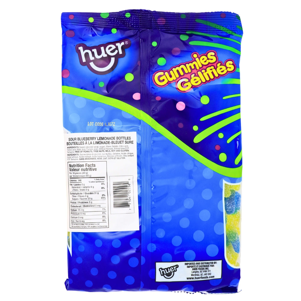 Huer Sour Blueberry Lemonade Bottles - 1kg Nutrition Facts Ingredients