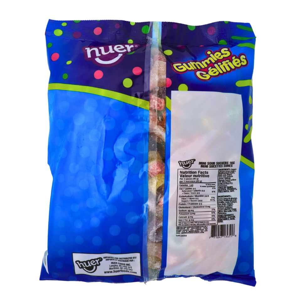 Huer Mini Sour Suckers - 1kg Nutrition Facts Ingredients