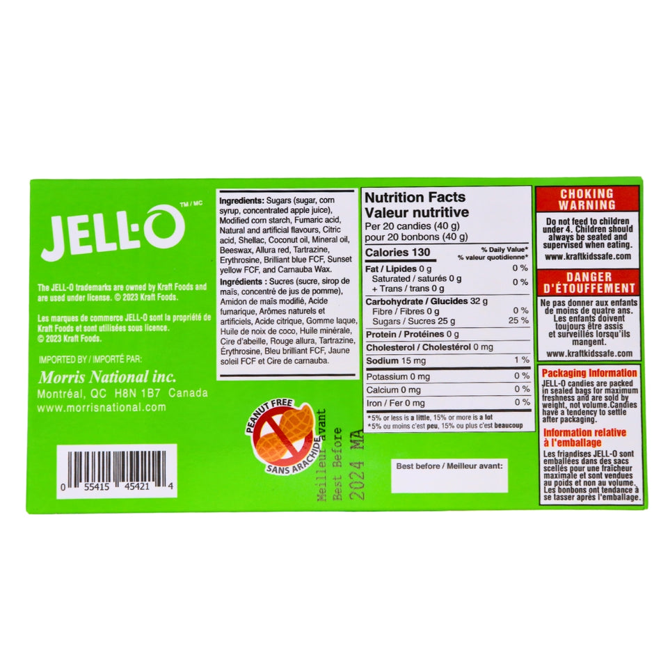 Jell-O Sour Mix - 120g Nutrition Facts Ingredients -Sour Candy - Jelly Beans