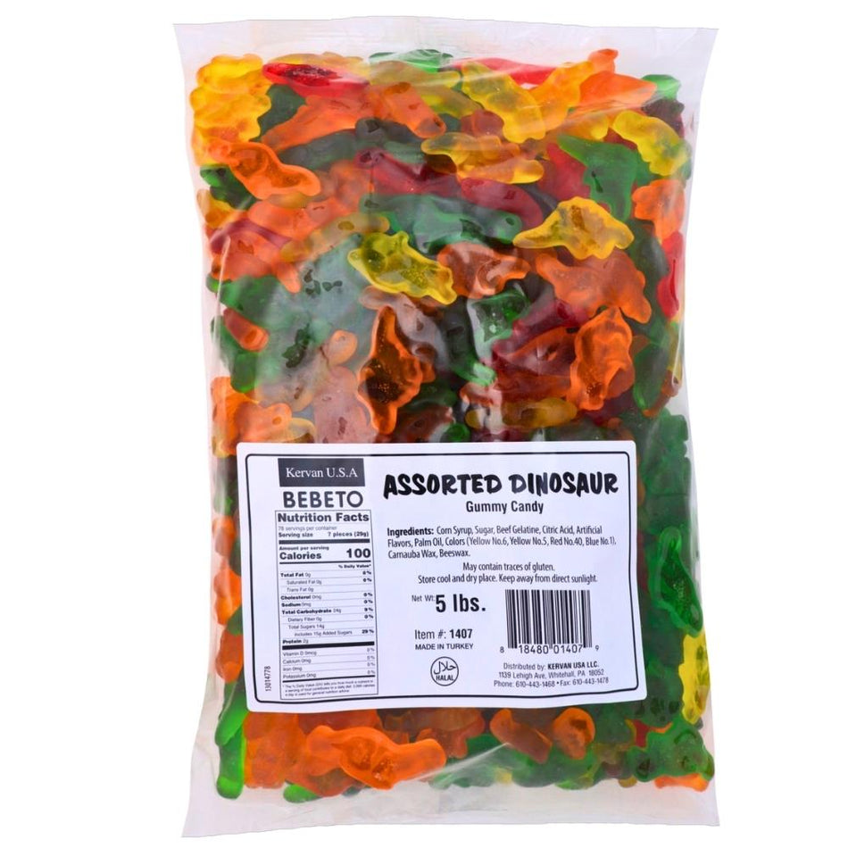 Kervan Assorted Dinosaurs Gummy Candy - 5lbs Nutrition Facts Ingredients