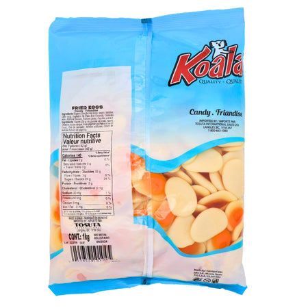 Koala Fried Eggs Candies 1 kg Back Ingredients Nutrition Facts, gummie candy, gummy candy, fun gummies, soft gummies, fruity gummies, soft gummy, bulk candy, bulk gummies