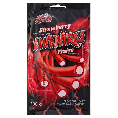 Koala Livewires Strawberry Cream Cables Candy-100 g, Koala Livewires, Strawberry Cream Cables Candy, Whimsical Treats, Creamy Delights, Chewy Candy, Sweet Strawberry Flavor, Fun Sweets