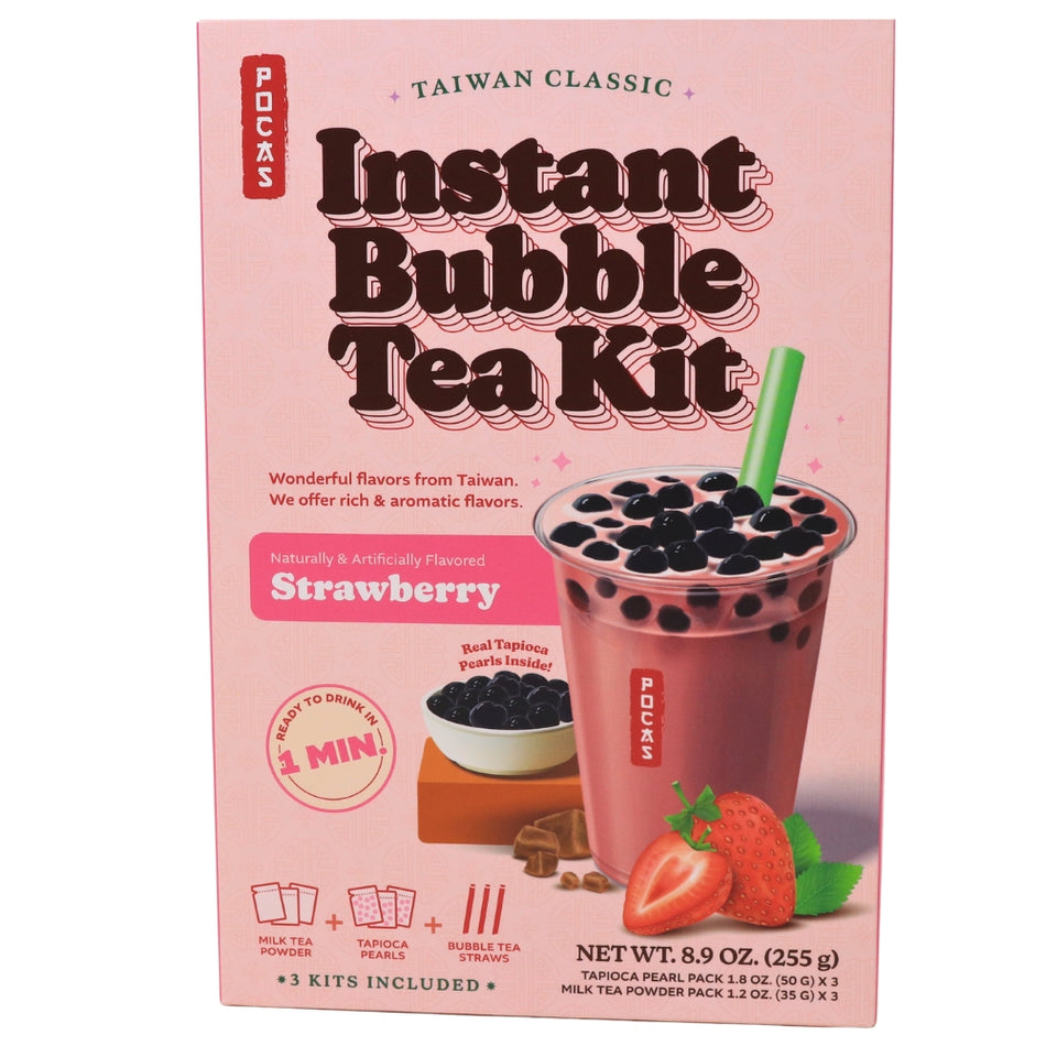 Pocas DIY Bubble Tea Kit Strawberry 3 Pack -  9oz-Bubble Tea-Bubble tea near me-Strawberry Boba