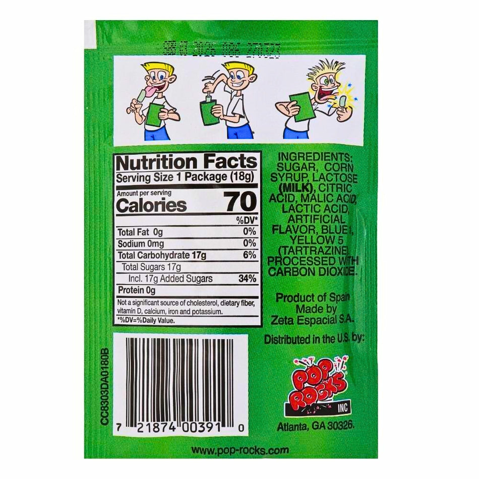 Pop Rocks Dips Sour Green Apple Nutrition Facts Ingredients, pop rocks, pop rocks candy, pop rocks dips, green apple pop rocks