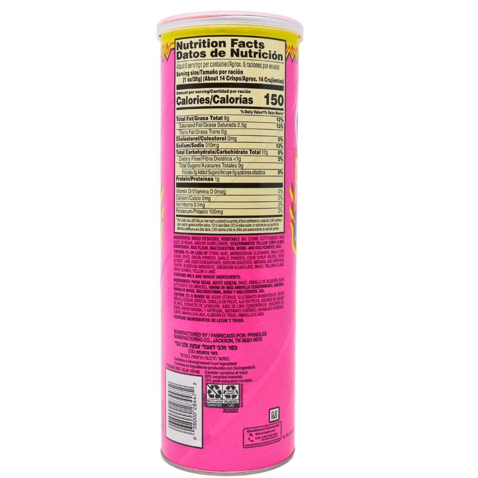 Pringles Enchilade Adobada Nutrition Facts Ingredients - Pringles -Pringles Flavors - Mexican Snacks