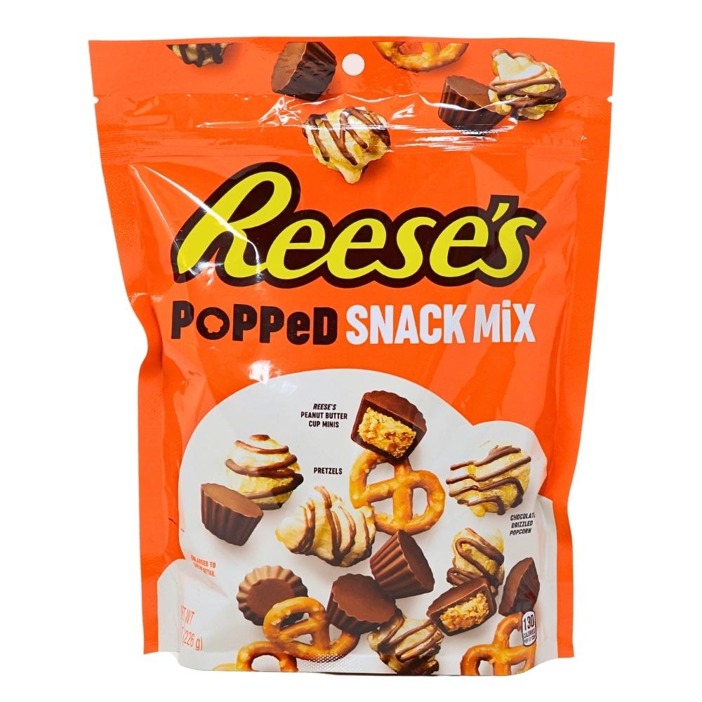 Reese's Popped Snack Mix - 8oz, Reese's Popped Snack Mix, Crunchy Chocolatey Experience, Reese's Mini Peanut Butter Cups, Reese's Pieces, Mini Pretzels, Flavor-Packed Adventure, Nutty and Crunchy, Snack Companion, Irresistible Snacking, Fun and Fabulous Snacks, reeses peanut butter cups, reeses chocolate, reeses cups, reeses peanut cups