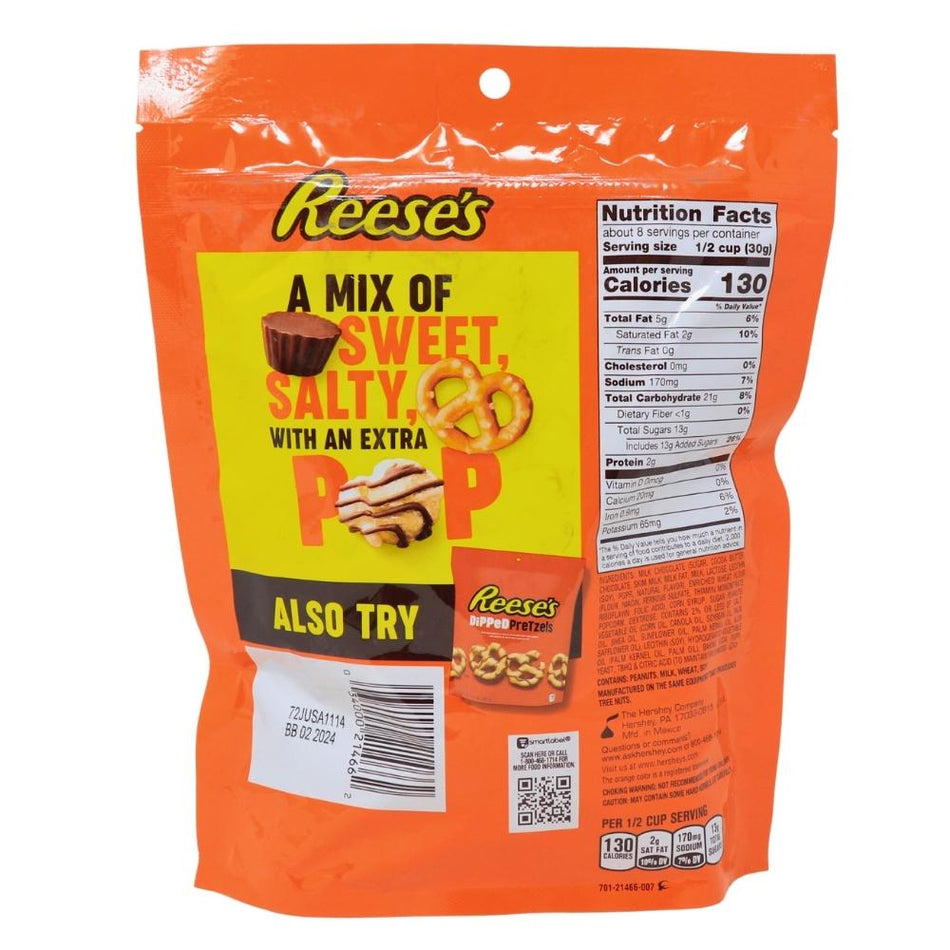 Reese's Popped Snack Mix - 8oz Nutrition Facts Ingredients, Reese's Popped Snack Mix, Crunchy Chocolatey Experience, Reese's Mini Peanut Butter Cups, Reese's Pieces, Mini Pretzels, Flavor-Packed Adventure, Nutty and Crunchy, Snack Companion, Irresistible Snacking, Fun and Fabulous Snacks, reeses peanut butter cups, reeses chocolate, reeses cups, reeses peanut cups