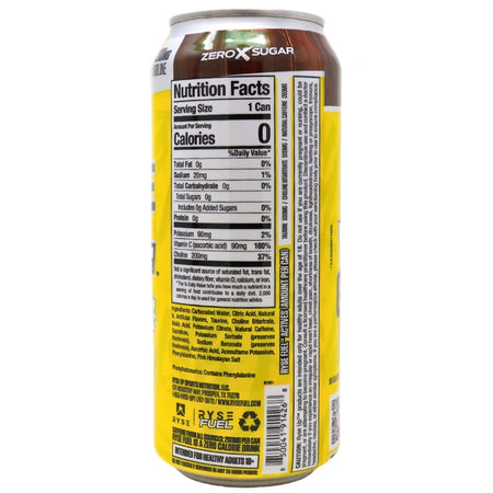 Ryse Energy Drink Country Time Lemonade - 473mL Nutrition Facts Ingredients