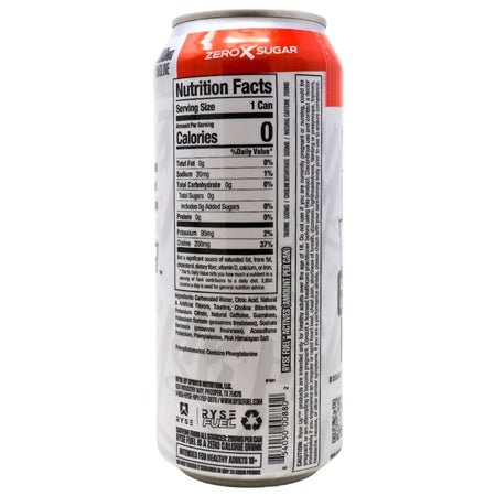 Ryse Energy Drink Rigers Blood - 473mL Nutrition Facts Ingredients