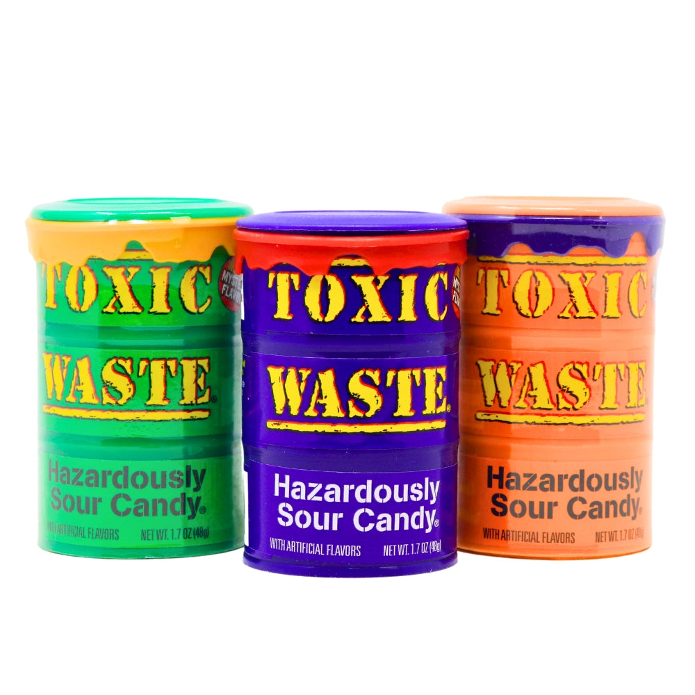 Toxic Waste Sour Candy Drum - 1.7oz, Toxic Waste Sour Candy Drum, Mouth-puckering adventure, Intensely sour candies, Tangy flavor symphony, Mind-boggling flavors, Rollercoaster of sensations, Sweet and sour balance, toxic waste, toxic waste candy, sour candy