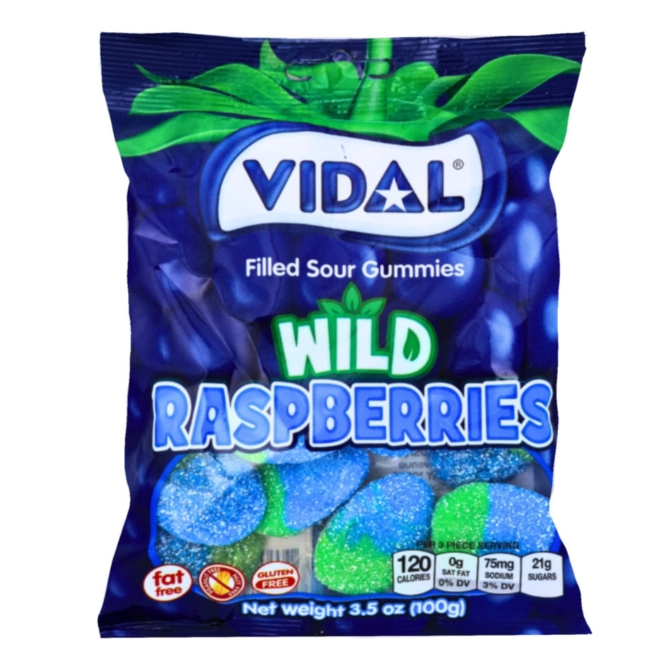 Vidal Sour Wild Raspberries - 3.5oz -Blue Raspberry - Sour Candy