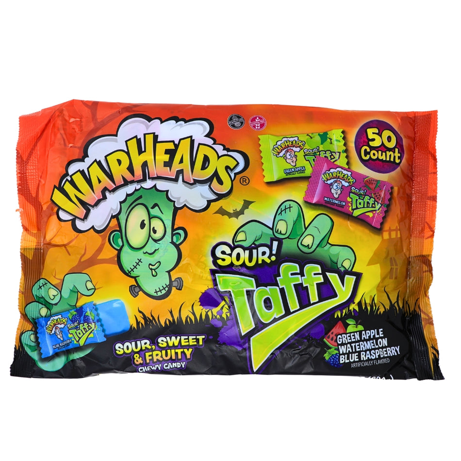 Warheads Taffy 50ct - 10.58oz -Warheads - Sour Candy - Blue Raspberry