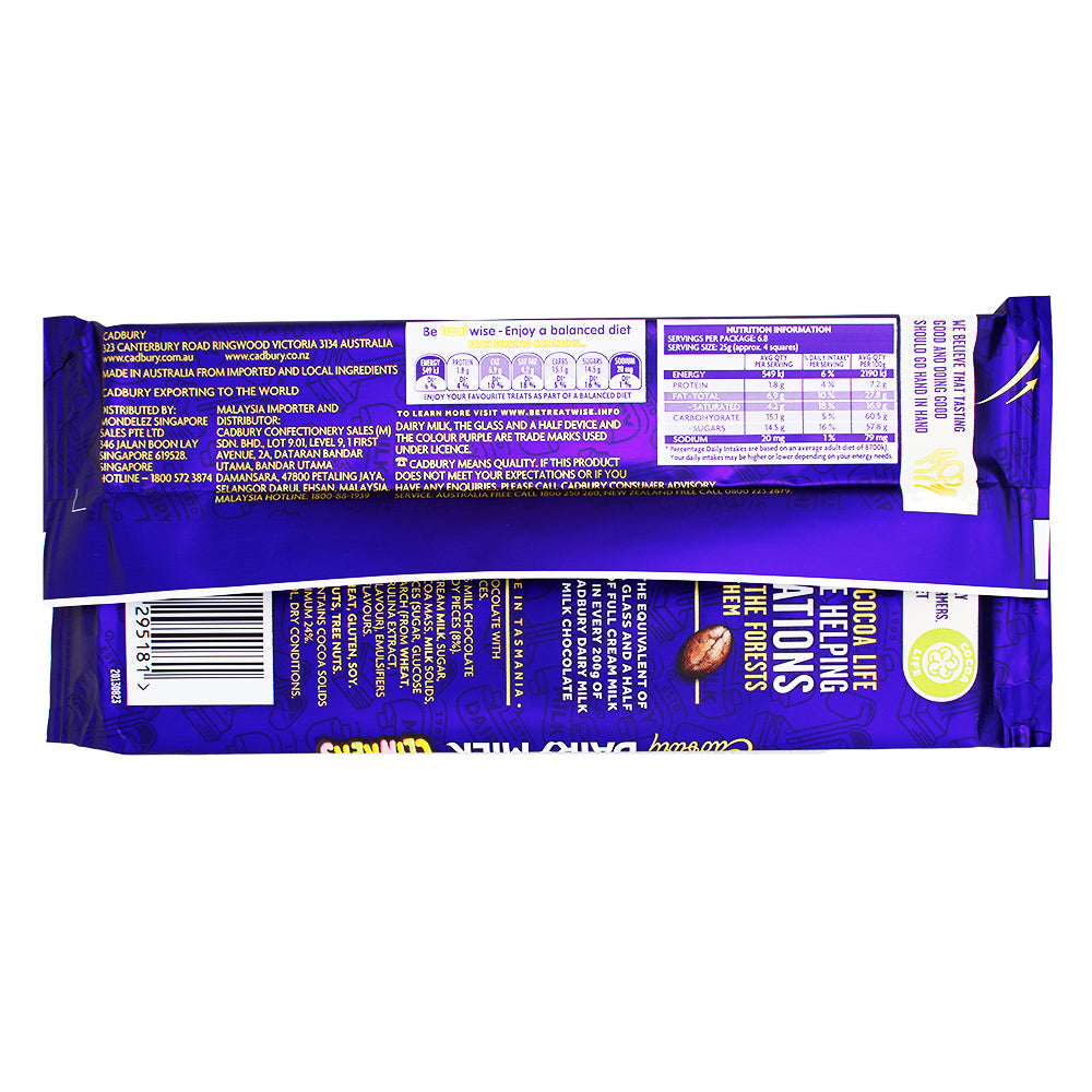 Cadbury Dairy Milk Clinkers (Aus) - 170g  Nutrition Facts Ingredients