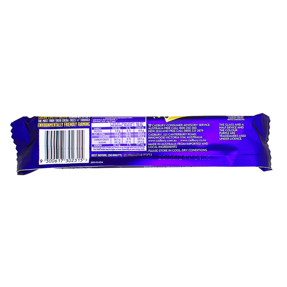 Cadbury Dream with Oreo (Aus) - 45g Nutrition Facts Ingredients