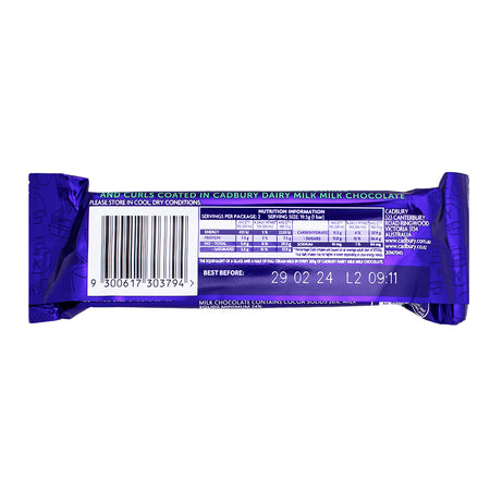 Cadbury Twirl Mint (Aus) - 39g Nutrition Facts Ingredients