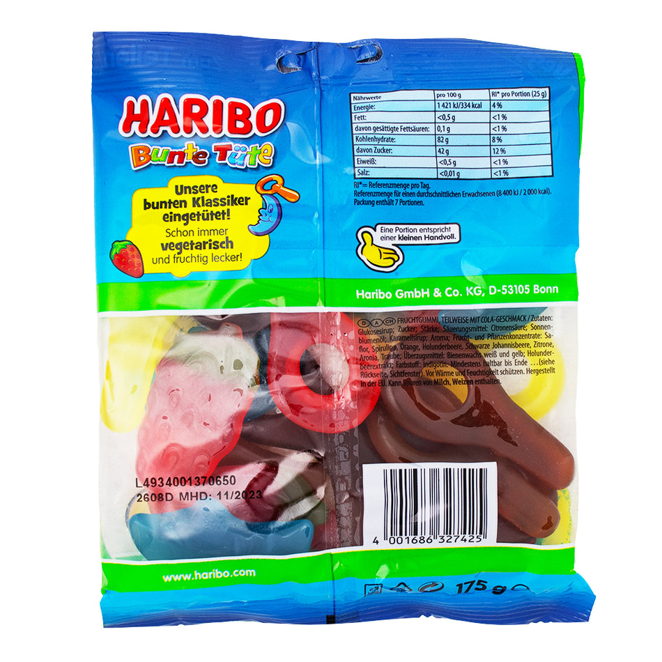 Haribo Bunte Tute - 175g Nutrition Facts Ingredients