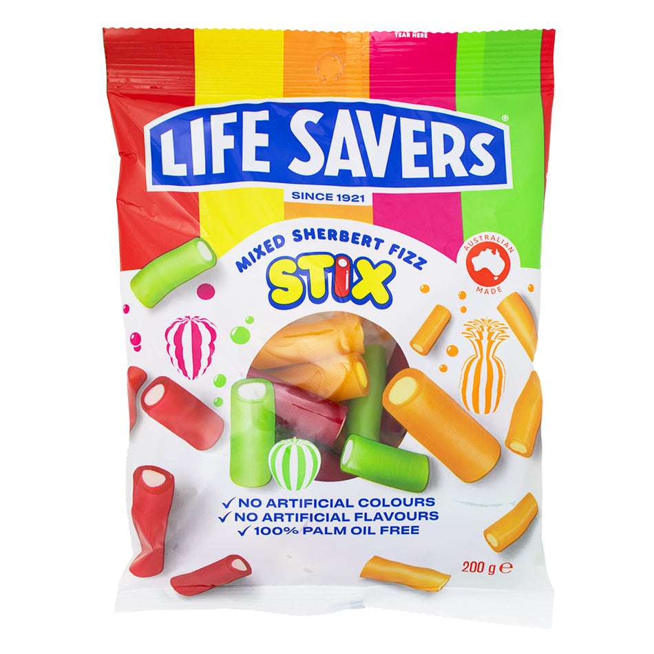 Lifesavers Stix Mixed Sherbert Fizz (Aus) - 200g