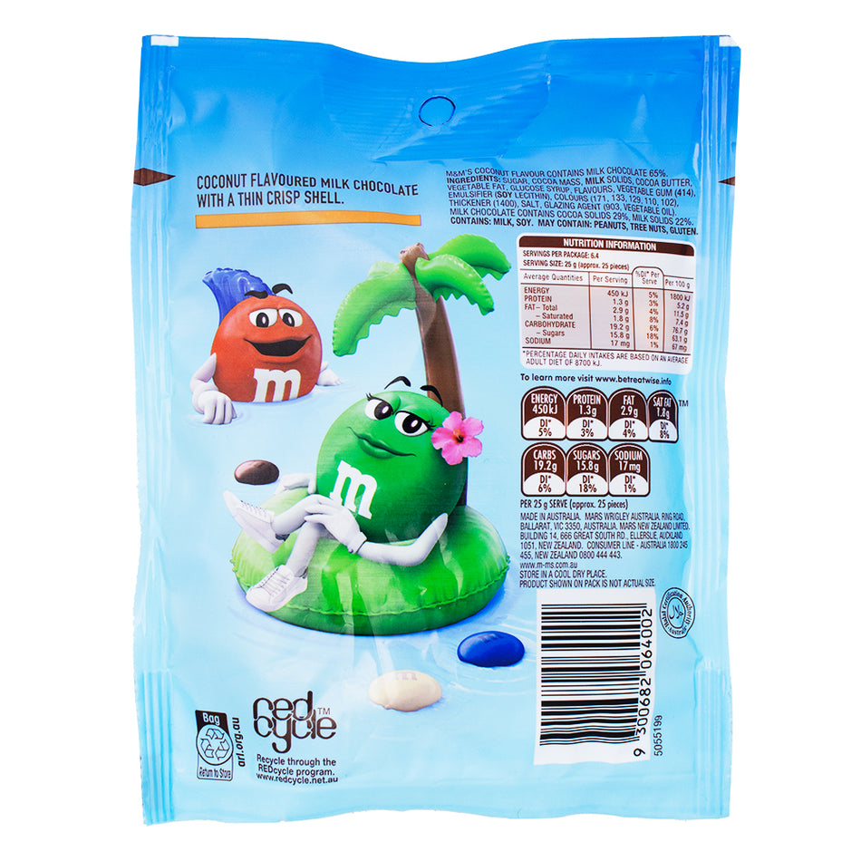 M&M's Coconut Inspired by Bounty (Aus) - 160g Nutrition Facts Ingredients