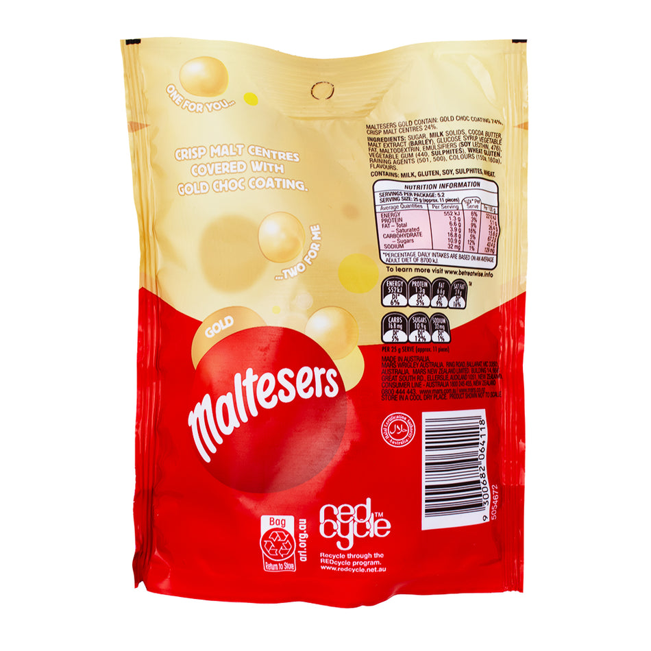 Maltesers Gold (Aus) - 130g Nutrition Facts Ingredients