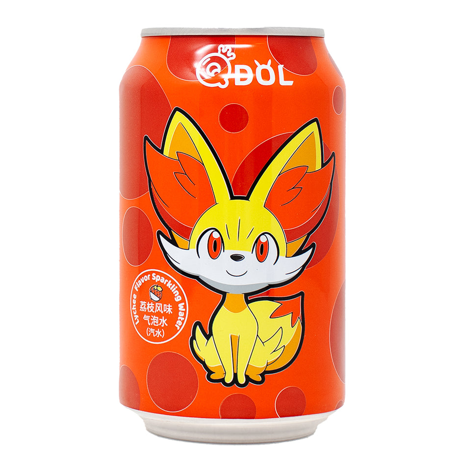 Qdol Pokemon Fennekin Sparkling Drink Lychee (China) - 330mL-Chinese snacks-Lychee Juice-Fruit soda-Qdol pokemon drink