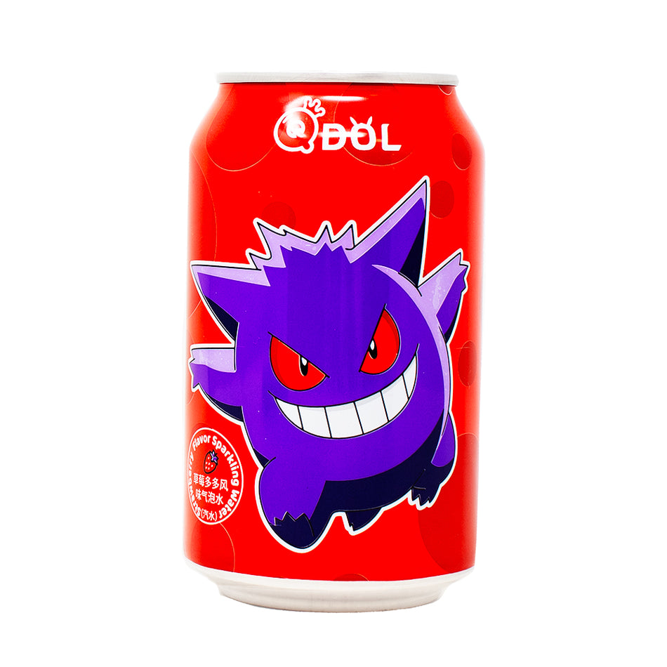 Qdol Pokemon Gengar Sparkling Drink Strawberry (China) - 330mL-Chinese Snacks-Strawberry soda-Qdol pokemon drink