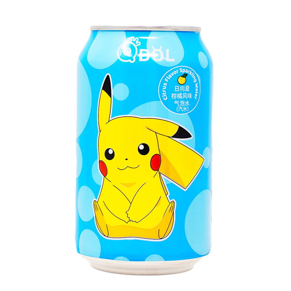 Qdol Pokemon Pikachu Sparkling Drink Blue Citrus (China) - 330mL-Chinese snacks-Pokemon food-Citrus soda