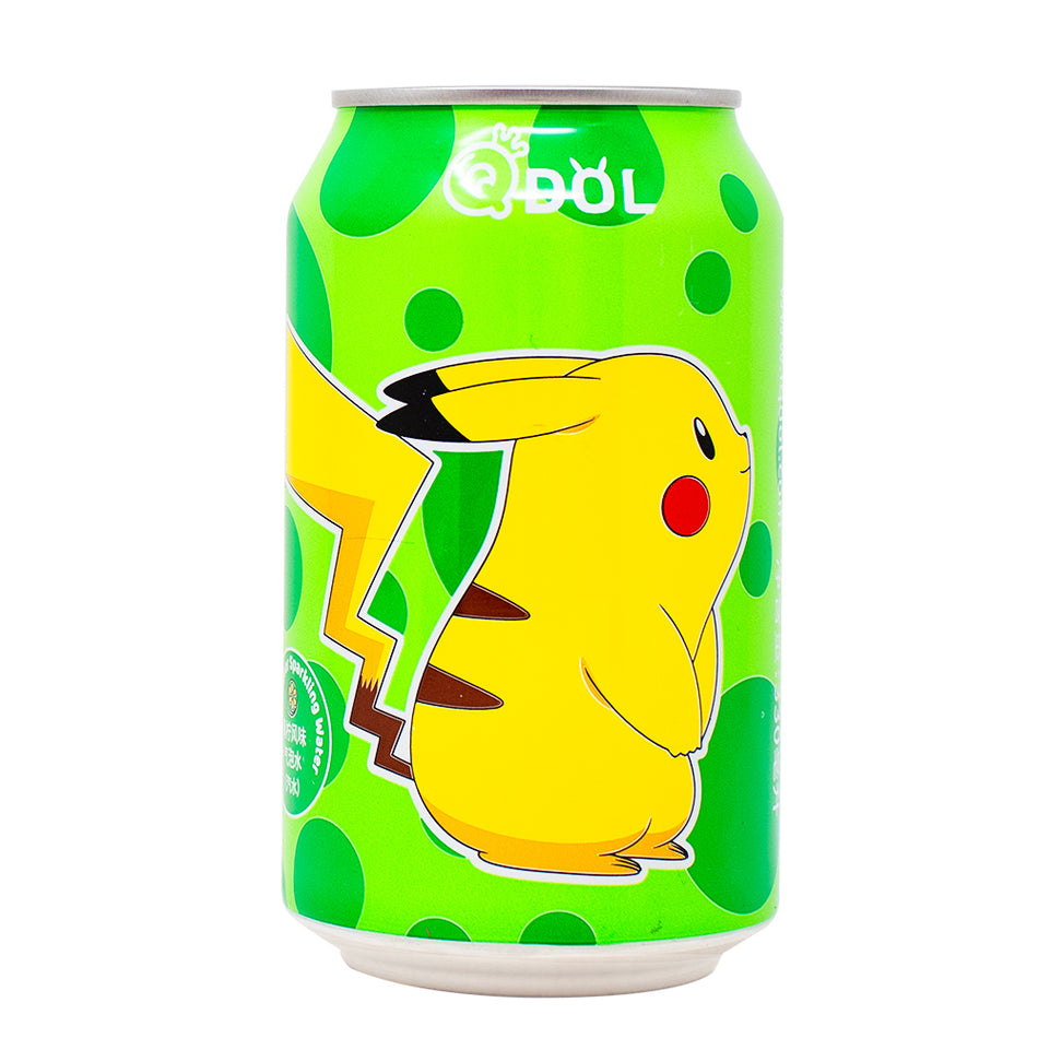 Qdol Pokemon Pikachu Sparkling Drink Green Lime (China) - 330mL-Chinese Snacks-Lime soda-Qdol pokemon drink