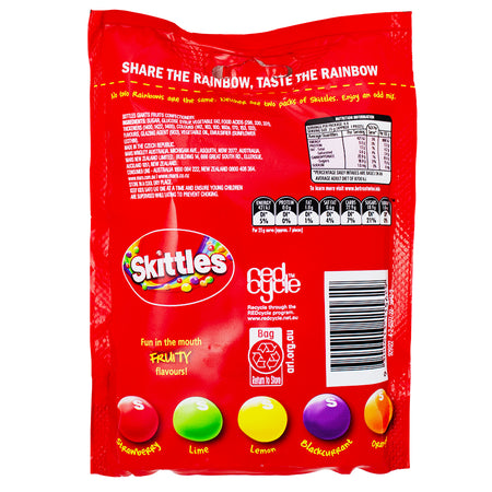 Skittles Giants (Aus) - 170g Nutrition Facts Ingredients