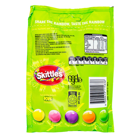 Skittles Giants Sours (Aus) - 160g Nutrition Facts Ingredients