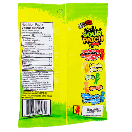 Maynards Sour Patch Kids - 150g Nutrition Facts Ingredients