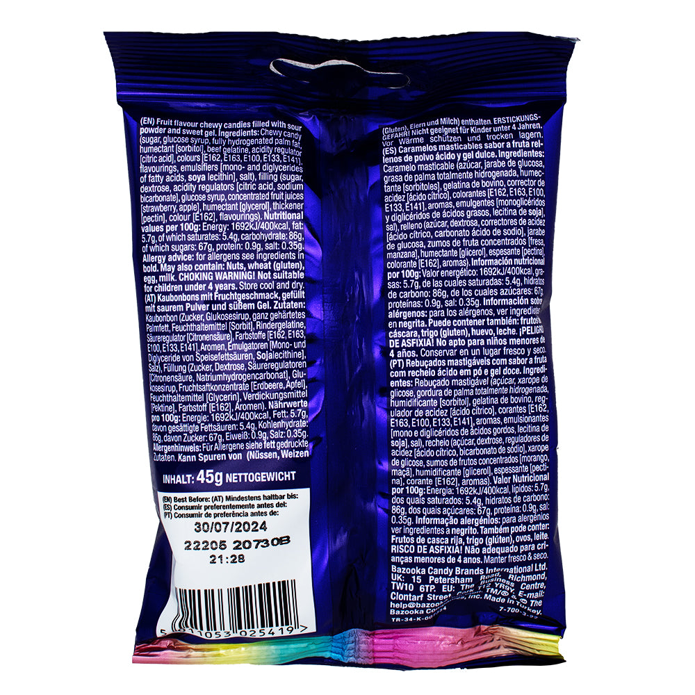 Bazooka Mix Upz (UK) - 45g Nutrition Facts Ingredients