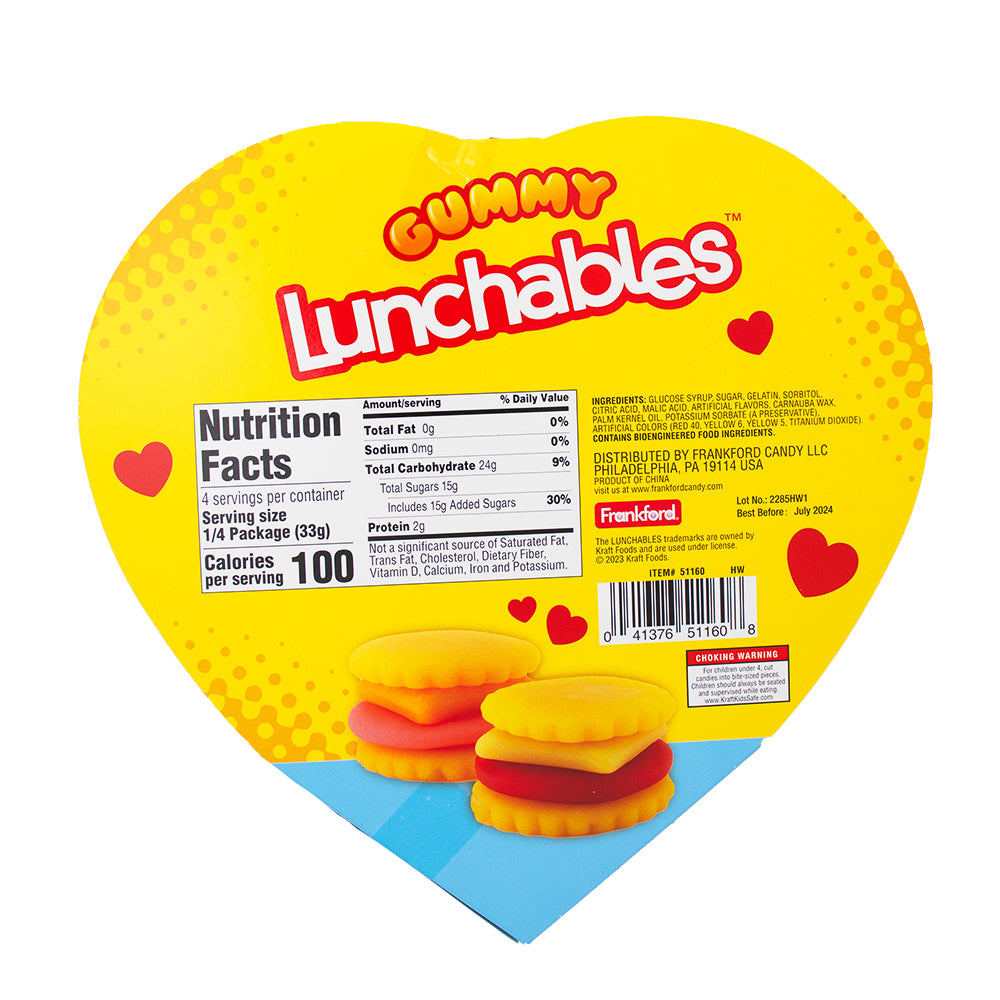 Kraft Lunchables Cracker Stackers Heart Gift Box - 4.66oz Nutrition Facts Ingredients