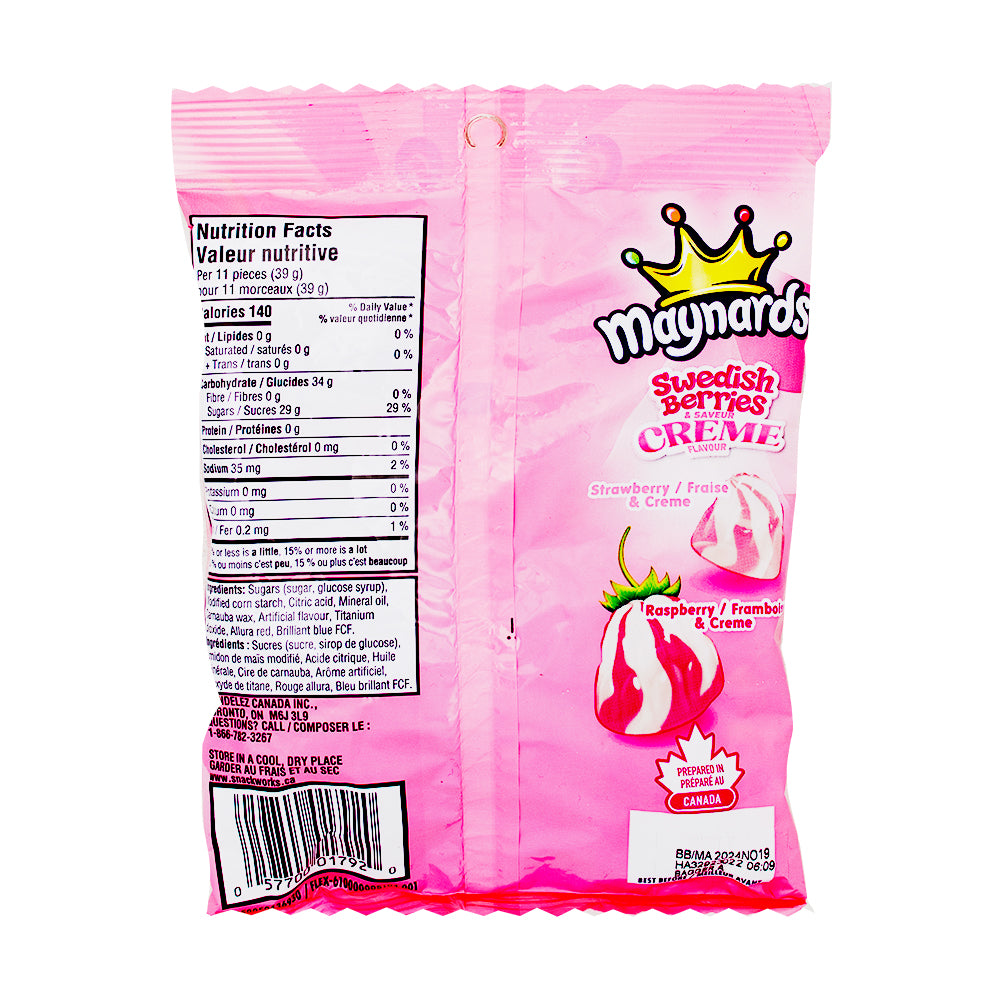 Maynards Swedish Berries & Creme - 154g Nutrition Facts Ingredients