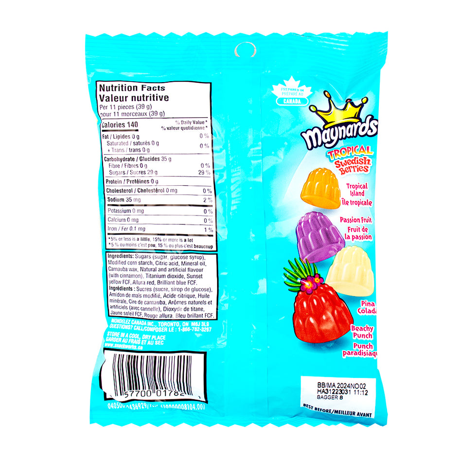 Maynards Tropical Swedish Berries Candy - 154g Nutrition Facts Ingredients