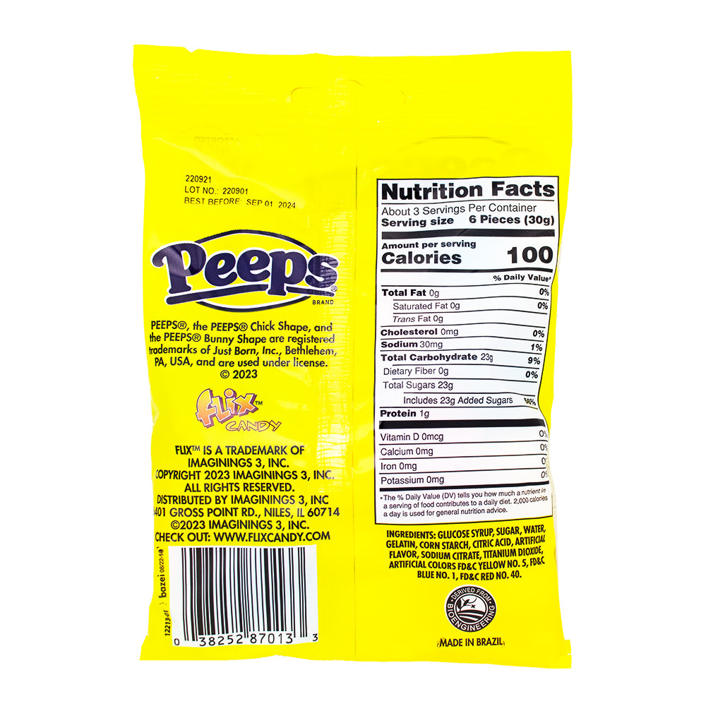 Peeps Gummies - 3.75oz Nutrition Facts Ingredients