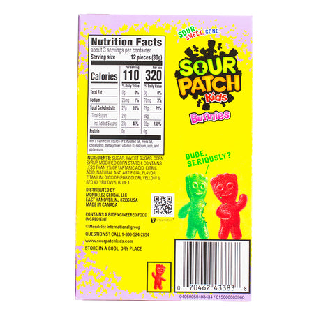 Sour Patch Bunnies Theater Pack - 3.1oz Nutrition Facts Ingredients