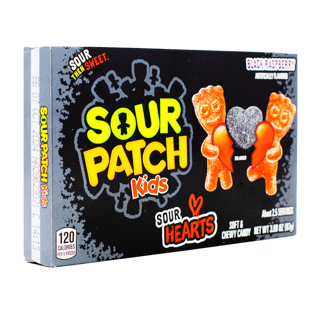 Sour Patch Kids Sour Hearts Black Raspberry Theatre Box - 3.08oz-Sour Candy-Sour Patch Kids-Candy hearts-Valentine’s Day gifts